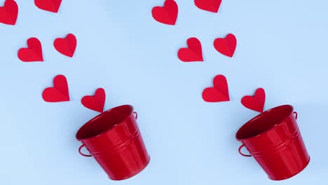 romantic red valentine hearts on pastel blue theme. stop motion