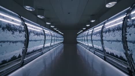 modern exhibition corridor with cylindrical displays