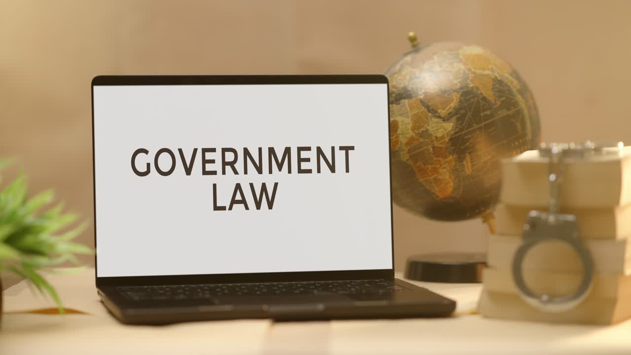 GOVERNMENT LAW DISPLAYED IN LEGAL LAPTOP SCREEN