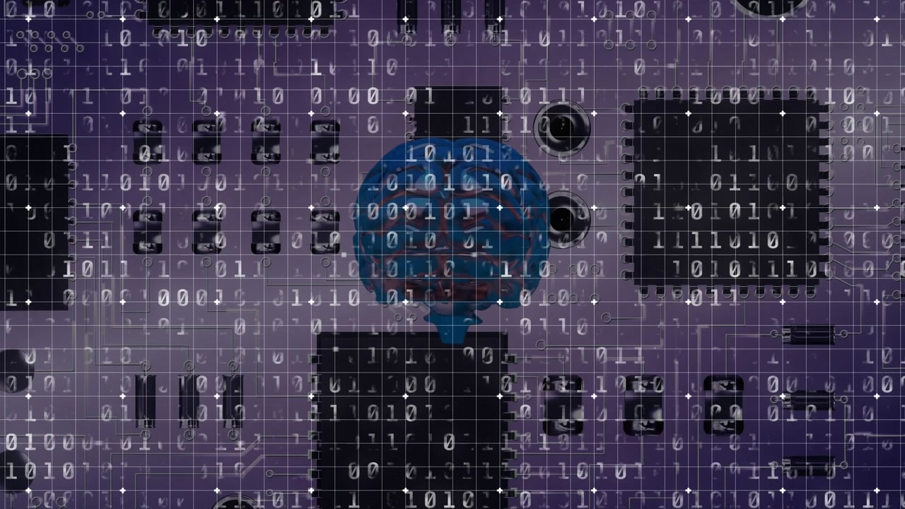 Animation of network of connections with icons over globe and grid