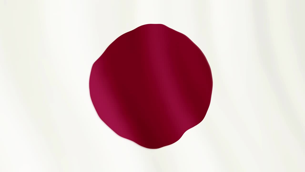 Japan flag Motion Loop video waving in wind. Realistic Japanese Flag background. Japan Flag Looping Closeup 4k 3840X2160 footage. Japan country flags footage video for film, news