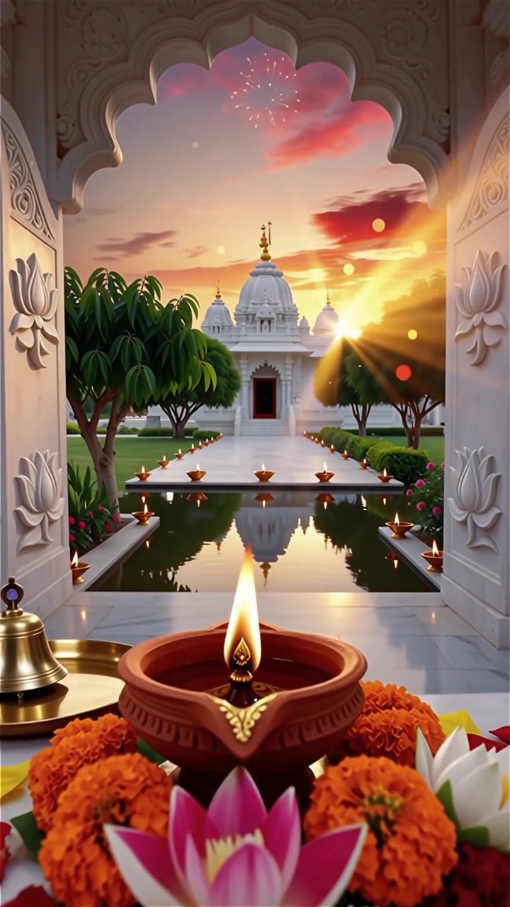 Sfondo del Festival Diwali con lanterne e decorazioni tradizionali Diyas.