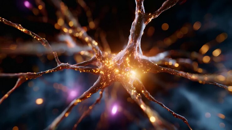 A Stunning Visualization of Complex Neural Structures with Glowing Synapses and Interconnected Axons Representing the Intricacies of Brain Functionality