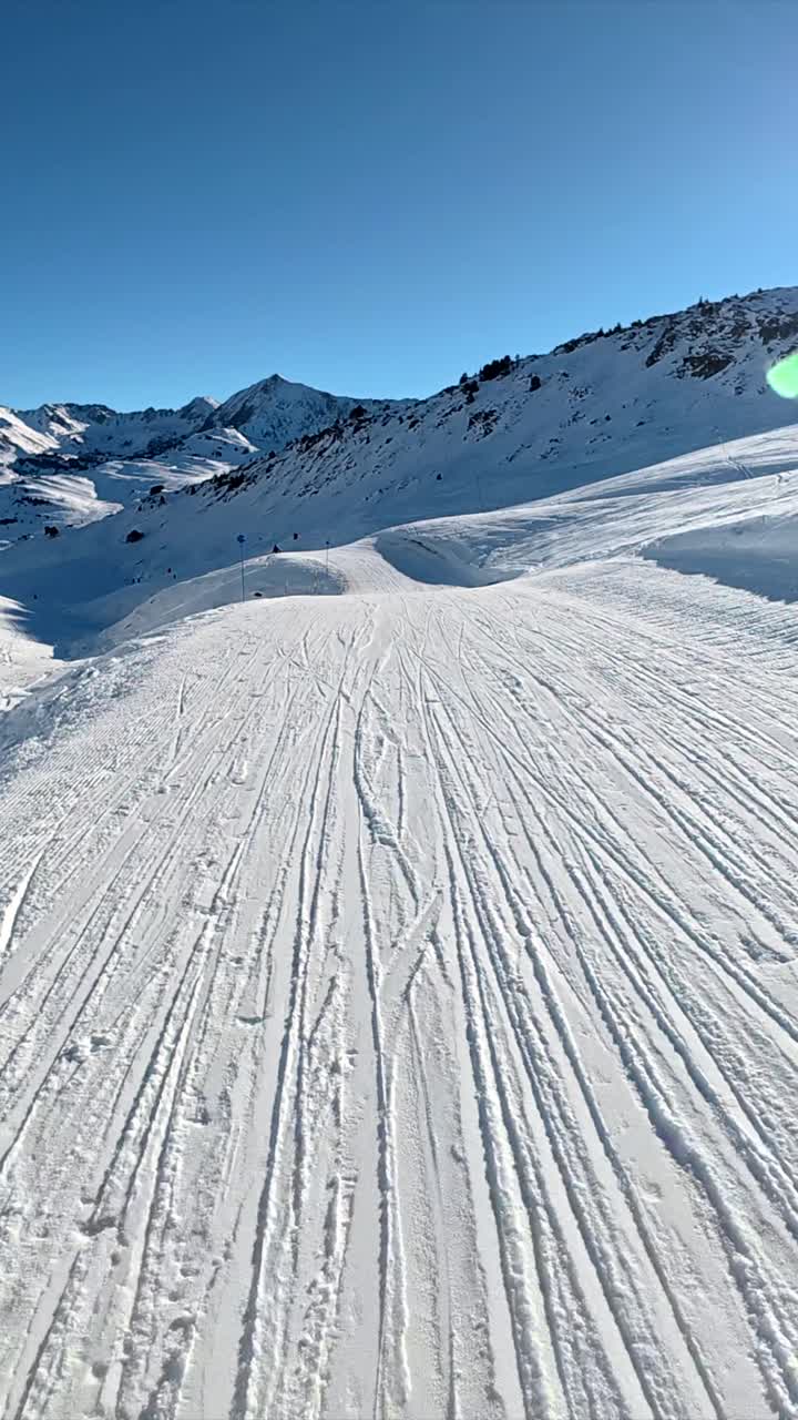 Skiing on a sunny day in the mountains