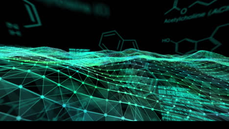 animation of chemical compounds data processing with network of connections