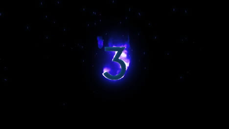 number 3 appearing in purple fire