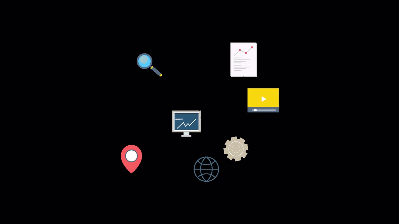 Animated Digital Business Icons and Data Analytics Concepts