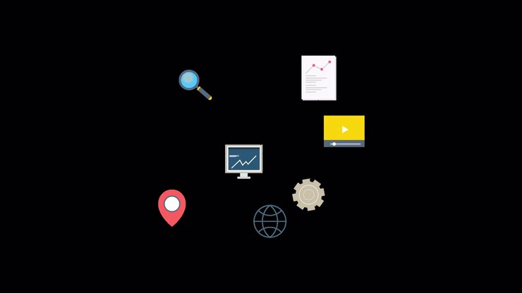 Animated Digital Business Icons and Data Analytics Concepts