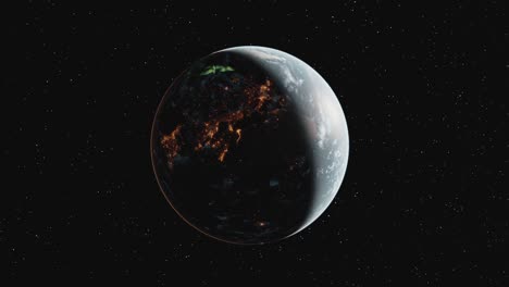 la tierra desde el espacio por la noche