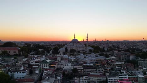 suleymaniye mosque in istanbul, turkey at sunset - aerial hyperlapse time lapse