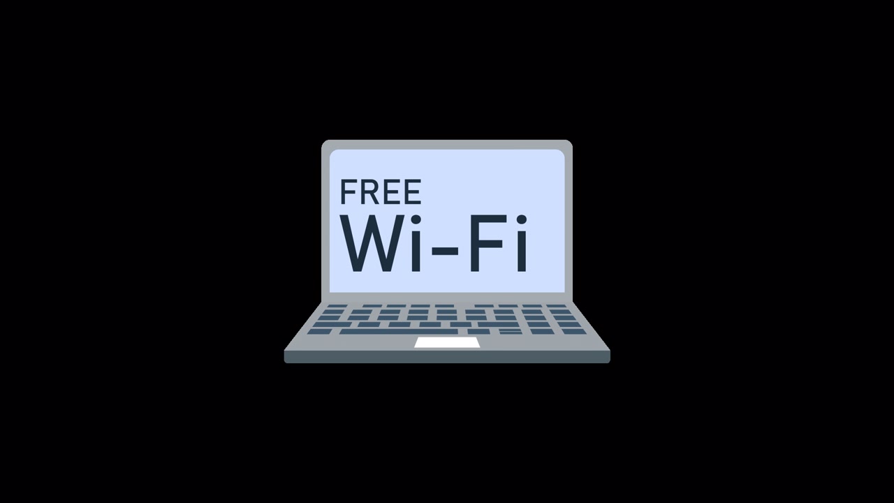 Graphic Animation of Laptop Connecting to Free Wi-Fi