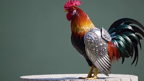 rooster in decorative armor