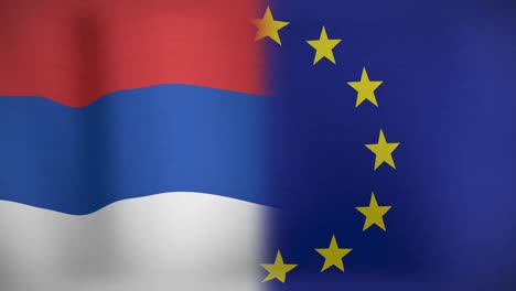 animation of moving and floating flags of netherlands and eu