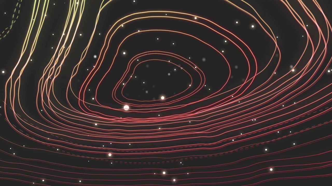 Abstract Glowing Topographic Lines with Floating Particles