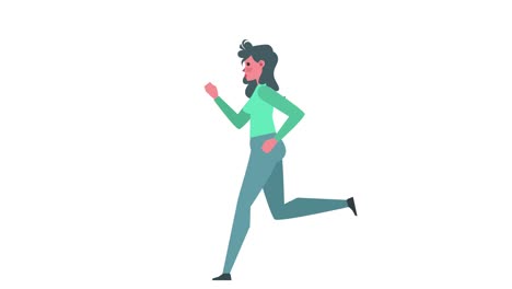 Flat Cartoon Cute Woman Character Run Cycle Isolated Loop 2d Animation