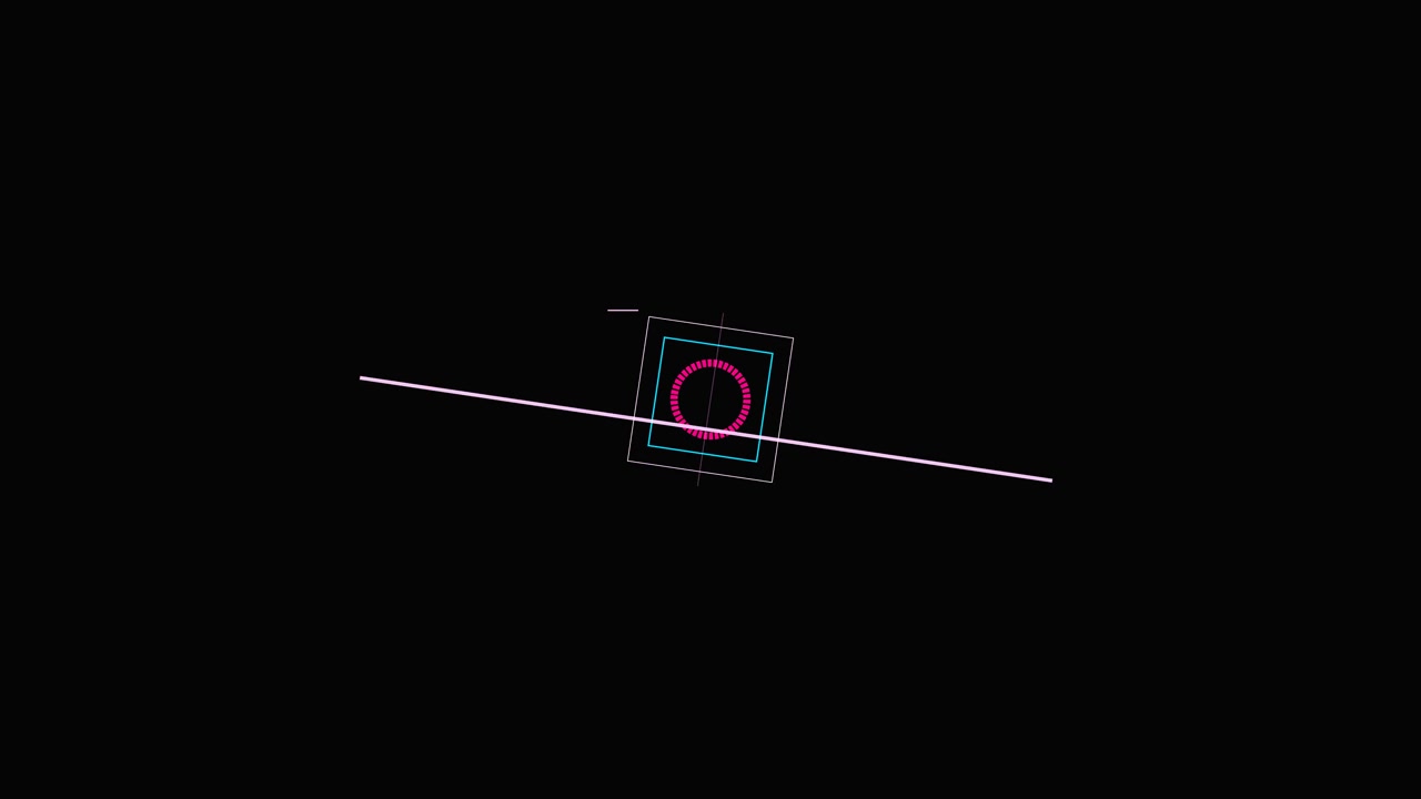 Abstract Digital HUD Interface with Rotating Geometric Shapes