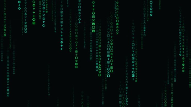 Digital Matrix Style Falling Symbols Background