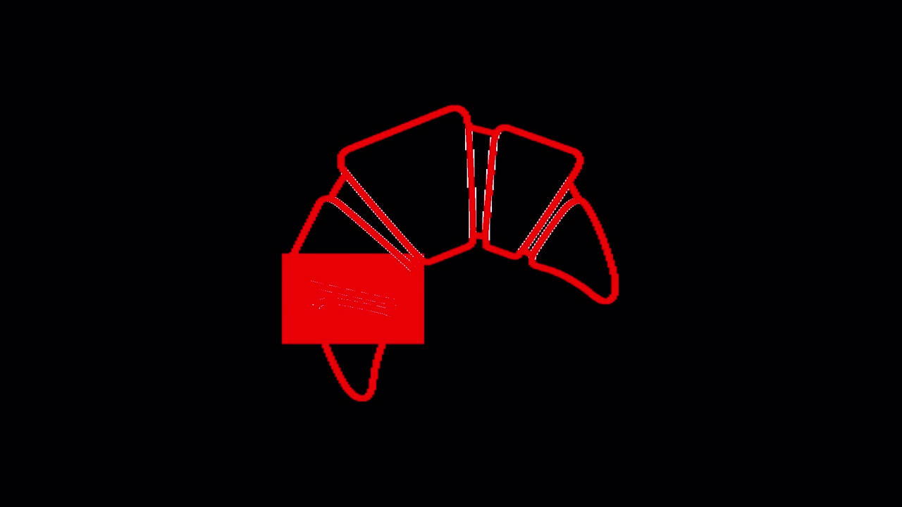 Red Croissant Outline Drawing Animation on Black Background