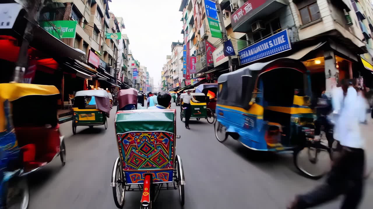 Busy Street Scene in an Asian City