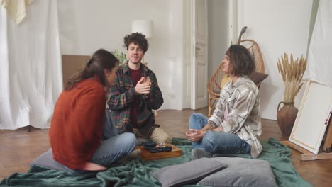 friends enjoying a tea session at home