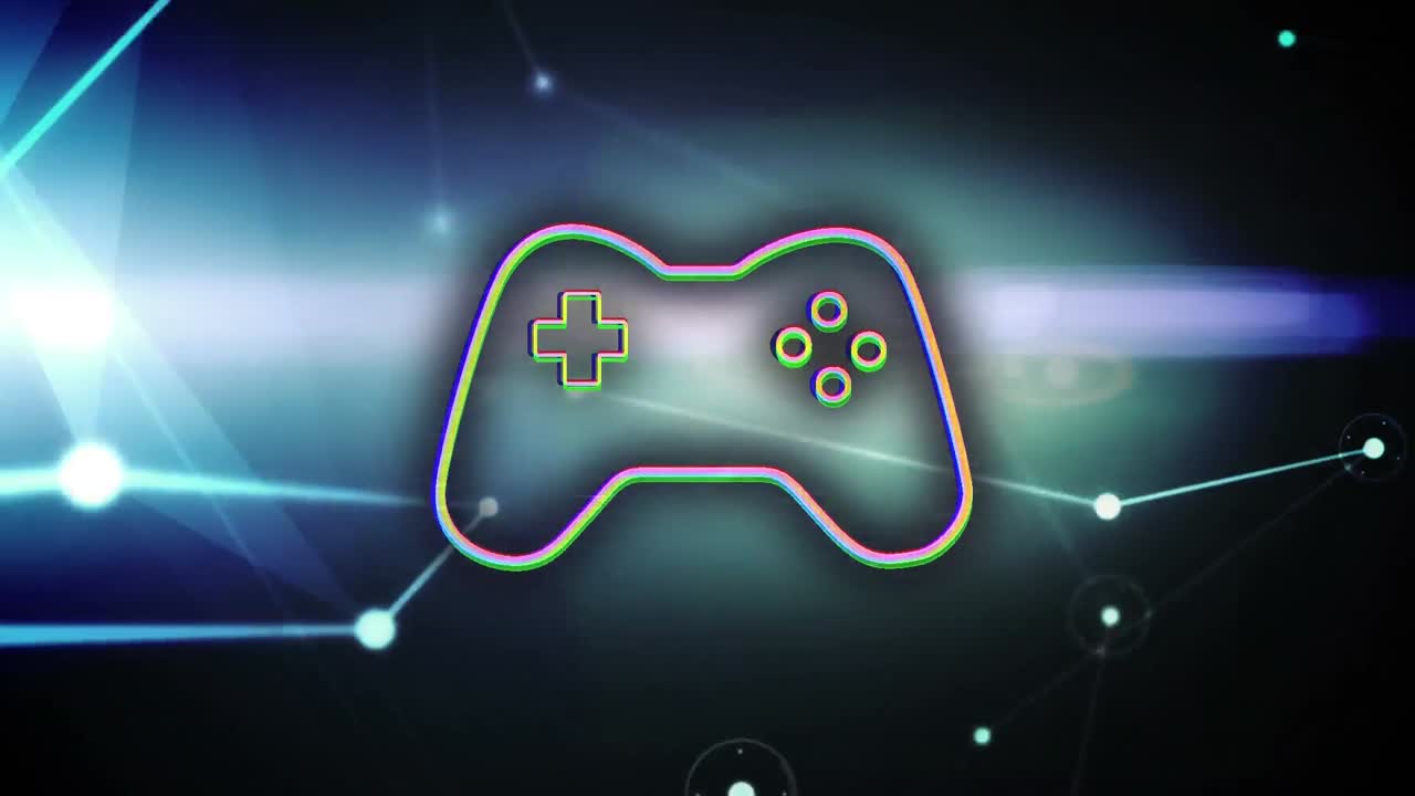 animación de la consola de vídeo a través de una red de conexiones