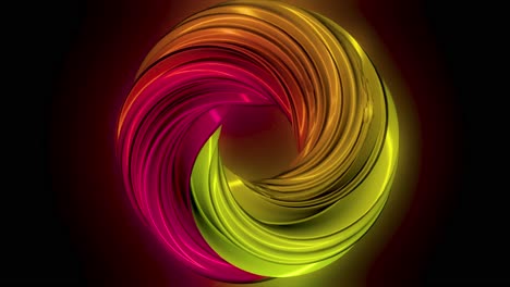 espiral 3d abstracta con colores dorado, verde y rojo