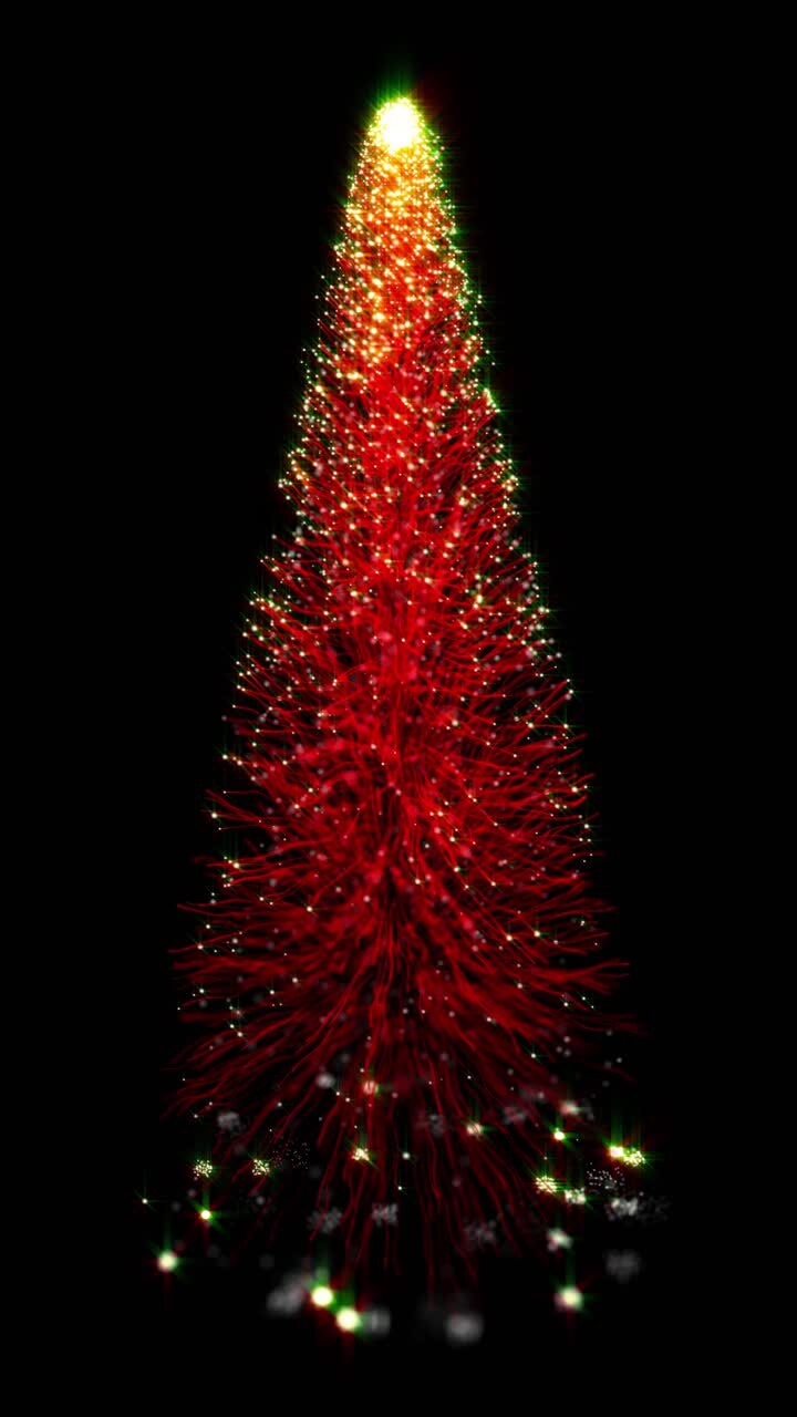 A Glowing Red Digital Christmas Tree
