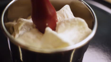 whipped cream in metal bowl