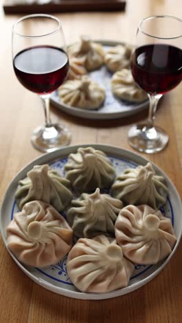 khinkali with wine