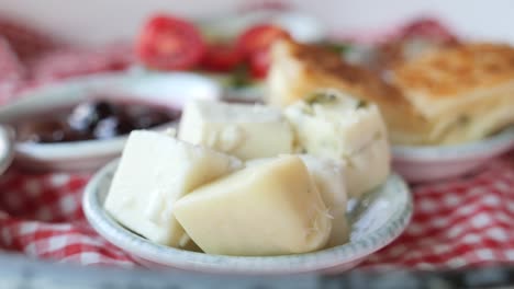 close up of a plate of white cheese