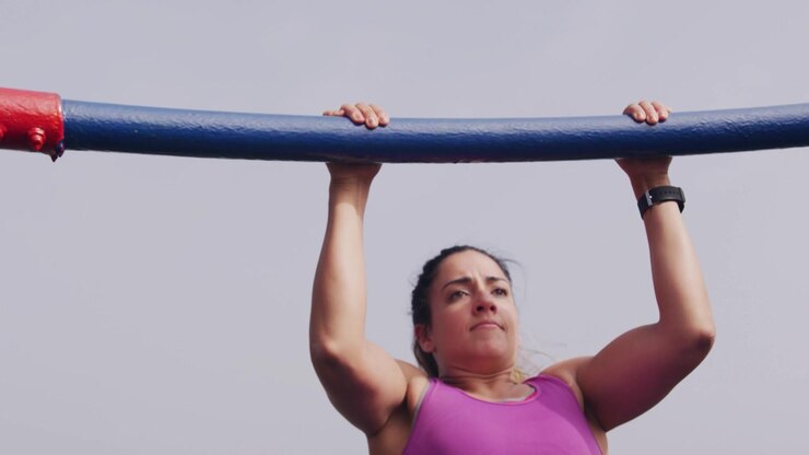 Athletic Woman Performing Various Fitness Exercises Outdoors