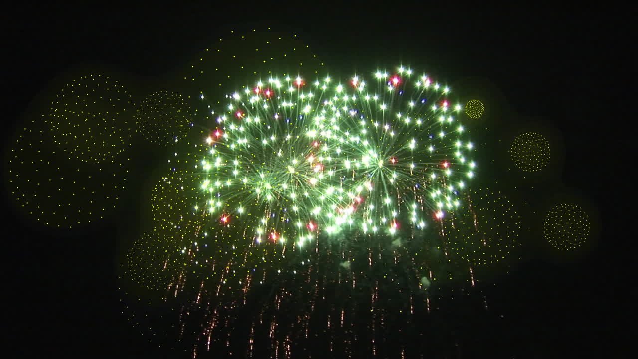 Animation of fireworks over black background