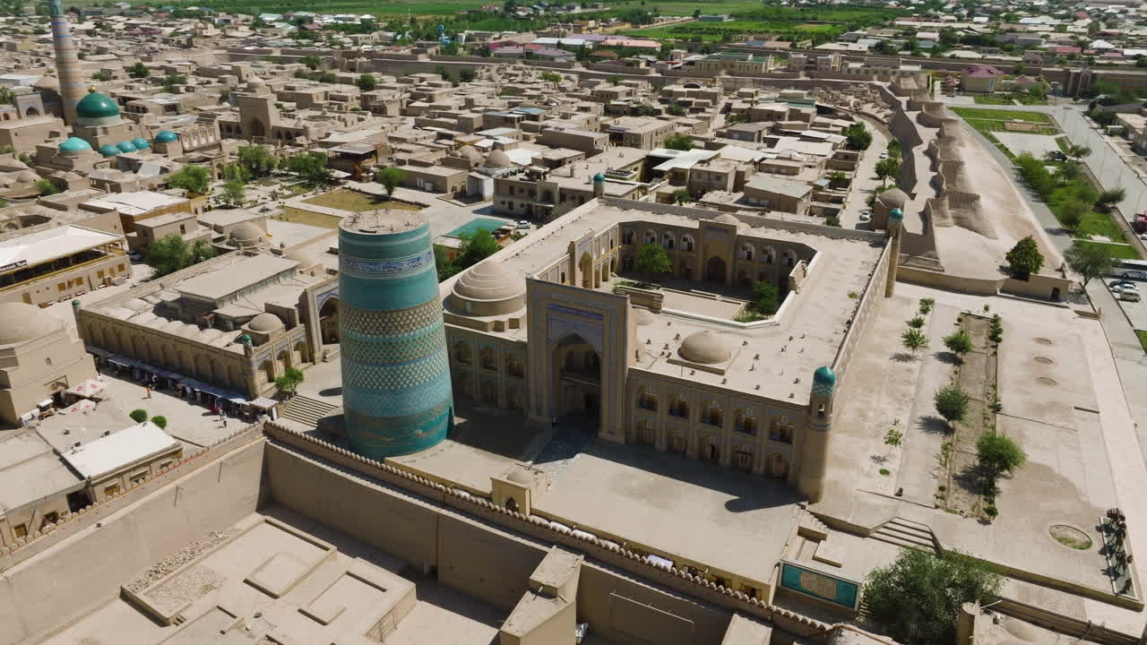 Aerial View Of Ichon-Qala, Walled Inner Town Of The City Of Khiva, Uzbekistan, Central Asia