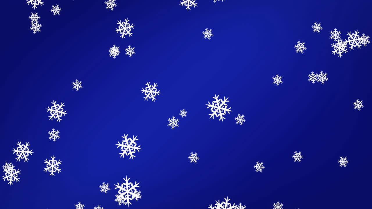 Animation of falling snowflakes against blue background