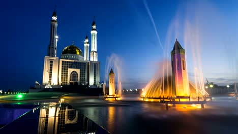 aktobe, aktobe region, kazakhstan. kazakhstan, aktobe, nur gasir, the central mosque. timelapse.