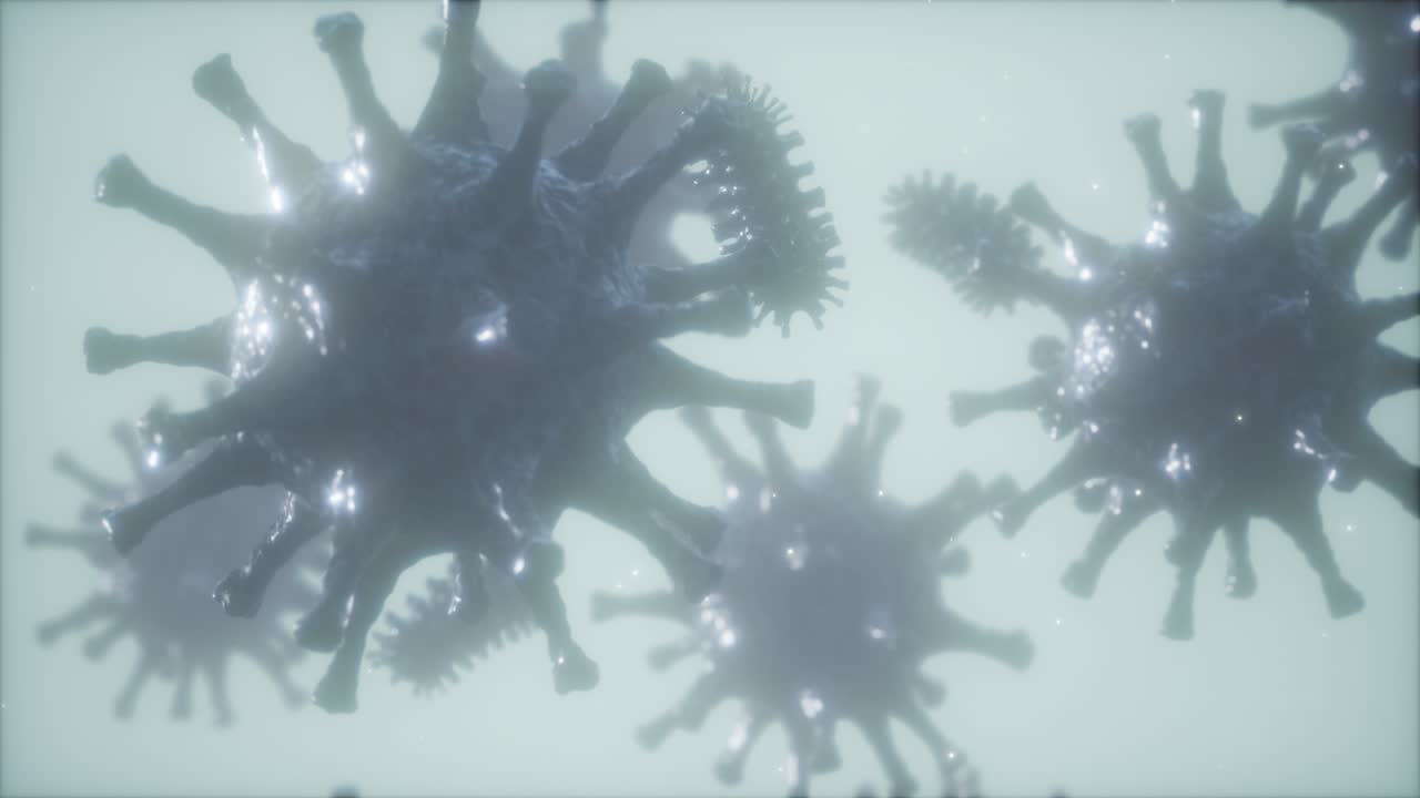 Bacteria virus or germs microorganism cells under microscope with depth