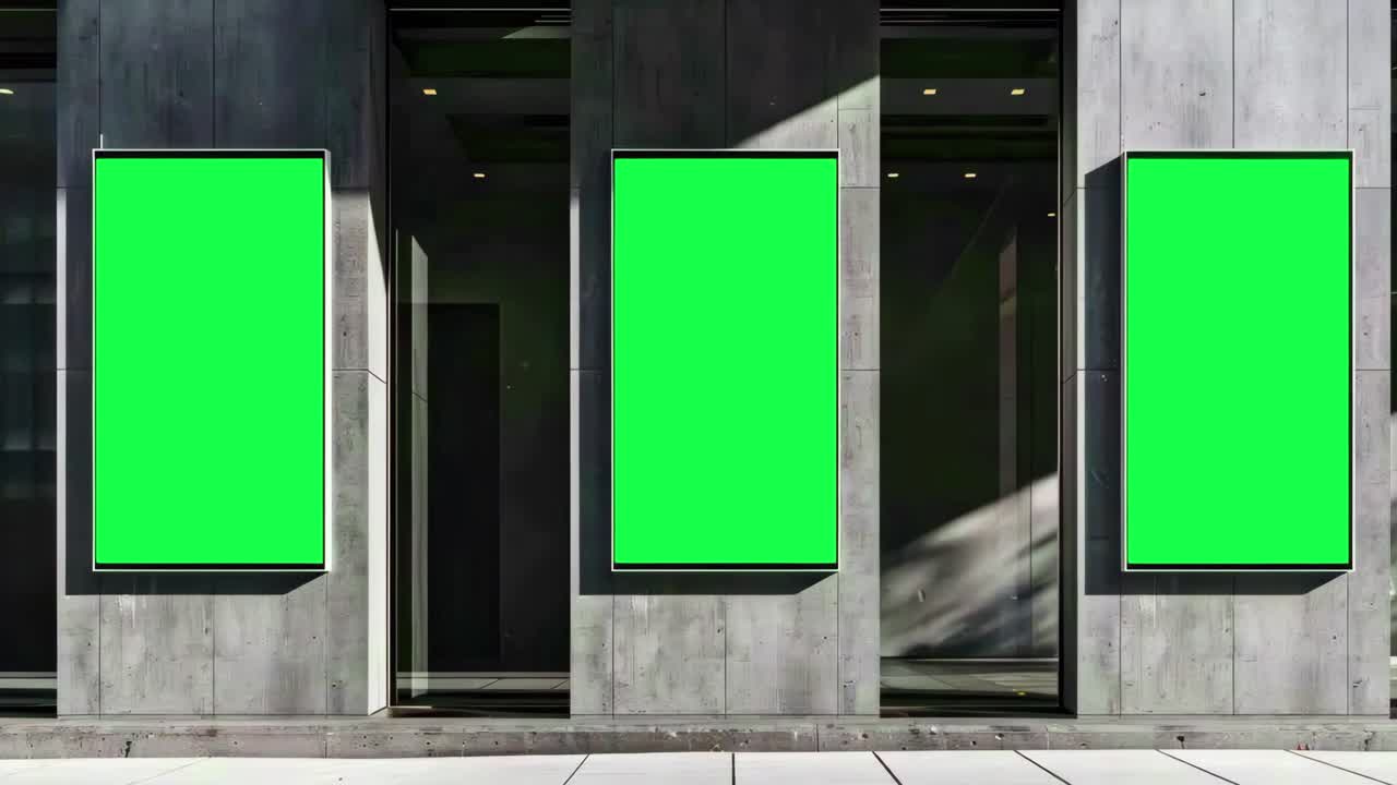 Animazione di mockup dal vivo di cartelloni pubblicitari digitali, video 4K trasparente, green screen