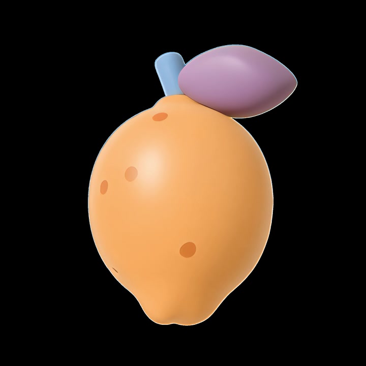 3D Animated Lemon Rotating on Black Background