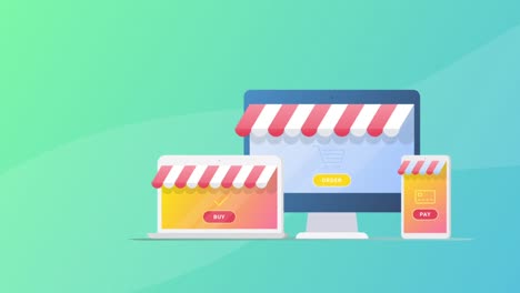 Sitio-Web-De-Tienda-En-Línea-Para-Comprar-Productos-En-Línea-Animación-Plana-2d-4k