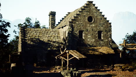 medieval stone building in the wilderness