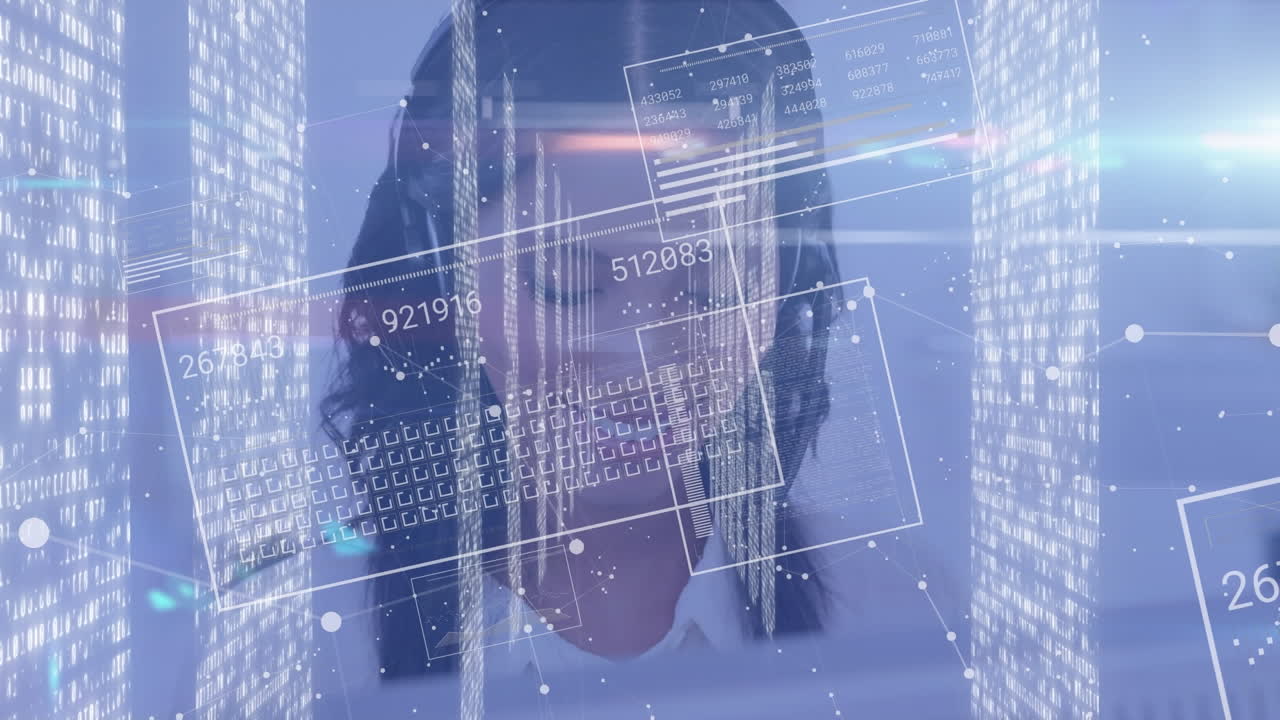 una animación del procesamiento de datos en una pantalla de computadora.