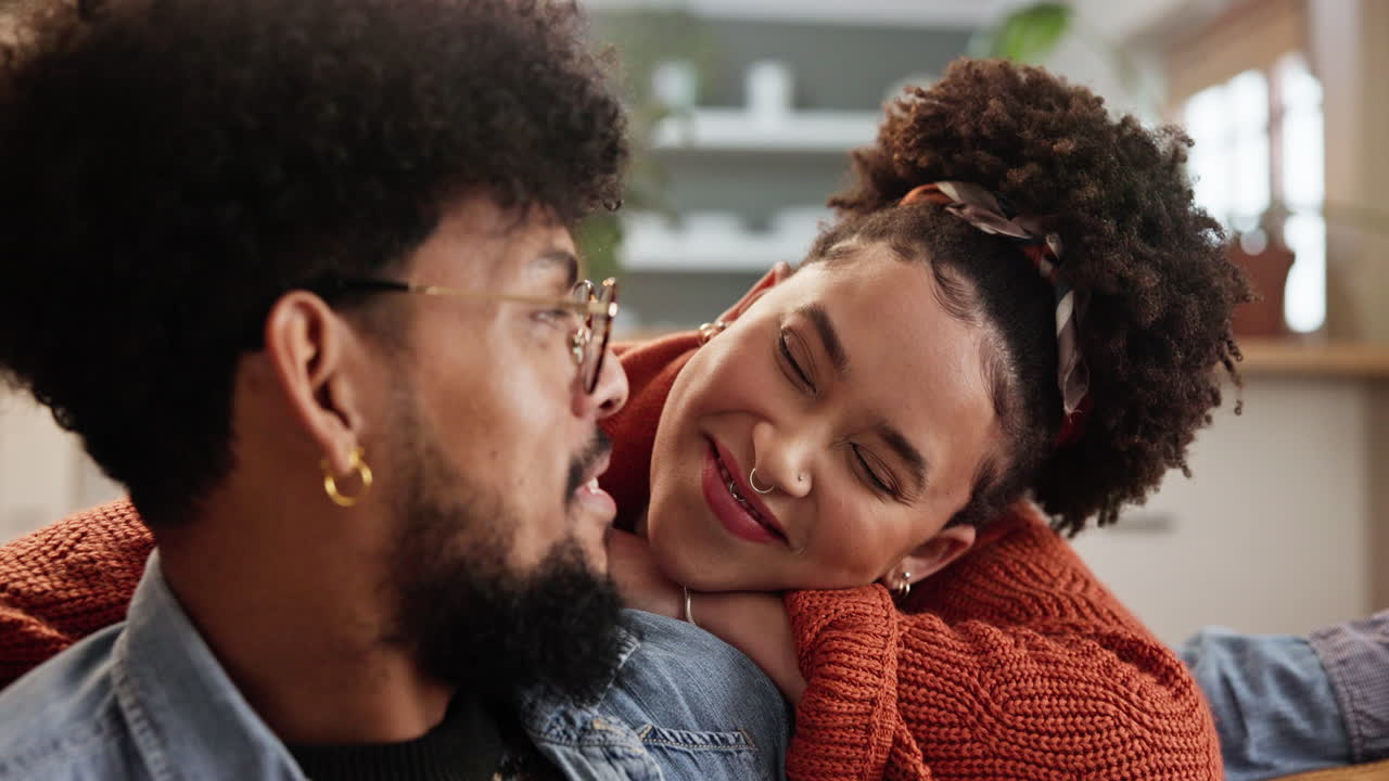 Happy couple laughing together