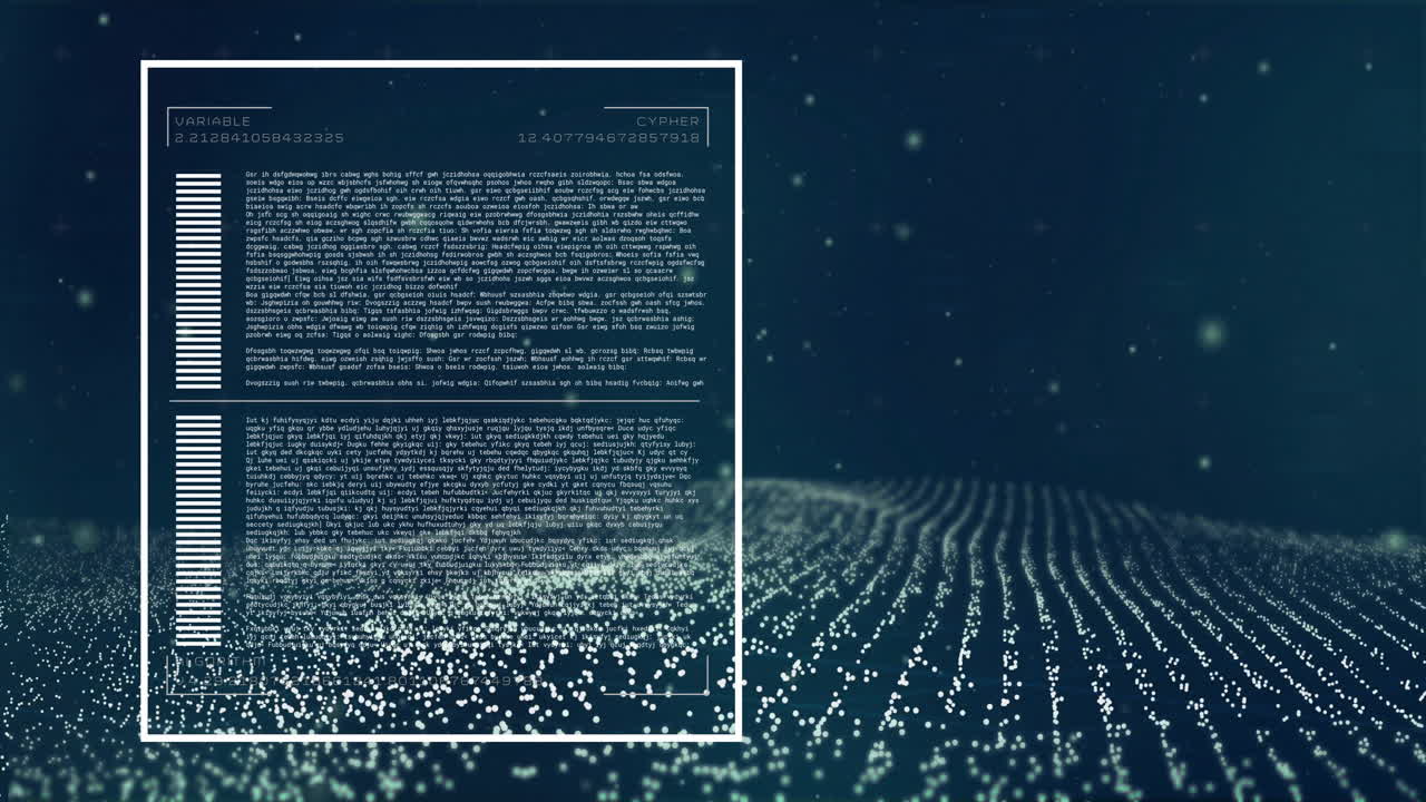 Animation of digital data processing over mesh of connections on dark background