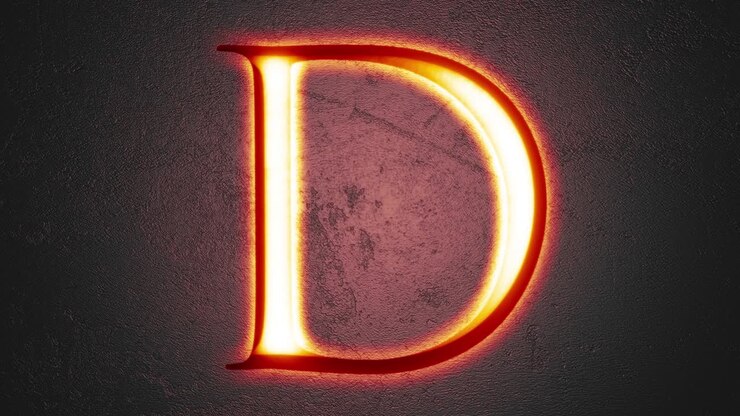 Lettera D incisa splendente