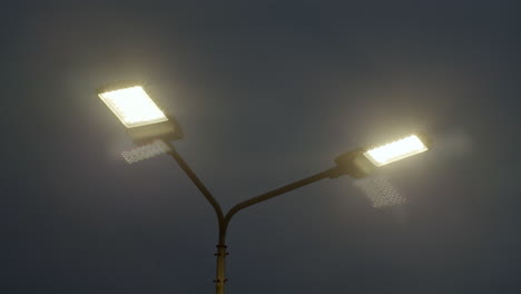 double arm street light at night