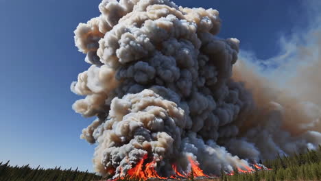 massive wildfire in a forest