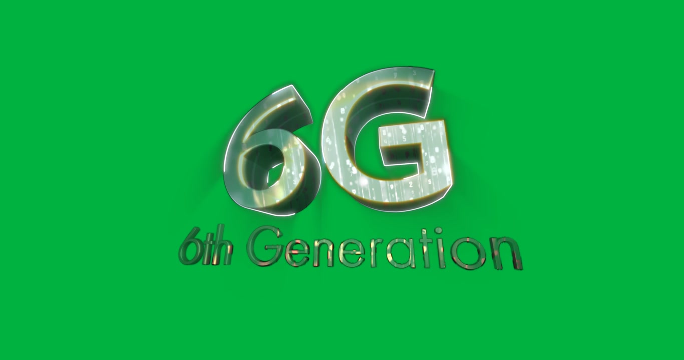 Animazione del testo "6G 6a generazione" in lettere dorate su sfondo bianco