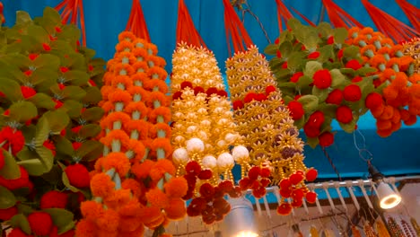 beautiful natural fragrant flowers are prepared for sale for ceremonies