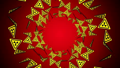 símbolos de peligro nuclear, animación, con canal alfa, bucle
