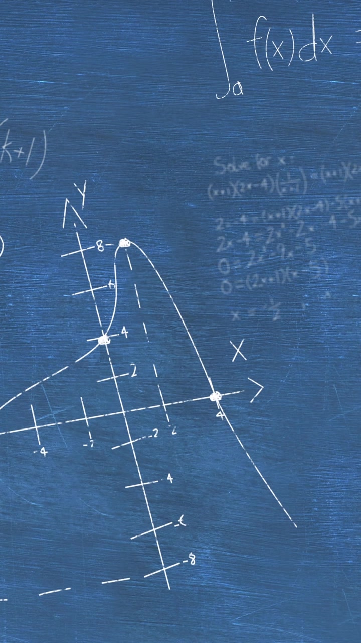 Animation of mathematical data processing on blue background